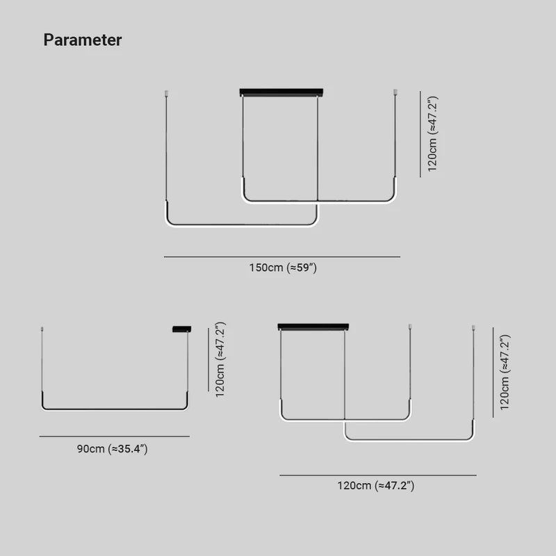 LED-Hängeleuchten Doppelrahmen Linear Modern Schwarz Gold Esszimmer Wohnzimmer Designbeleuchtung Stimmungsvolle Beleuchtung | Sansoti