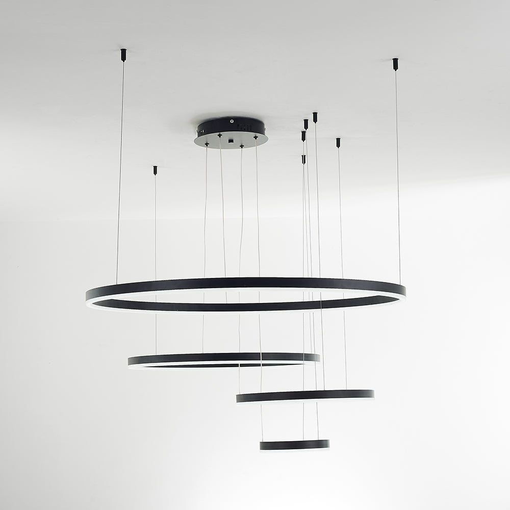 Hanglamp Ring LED Goud Zwart Metaal Acryl Dimbaar Woonkamer Eetkamer Slaapkamer | Sansoti