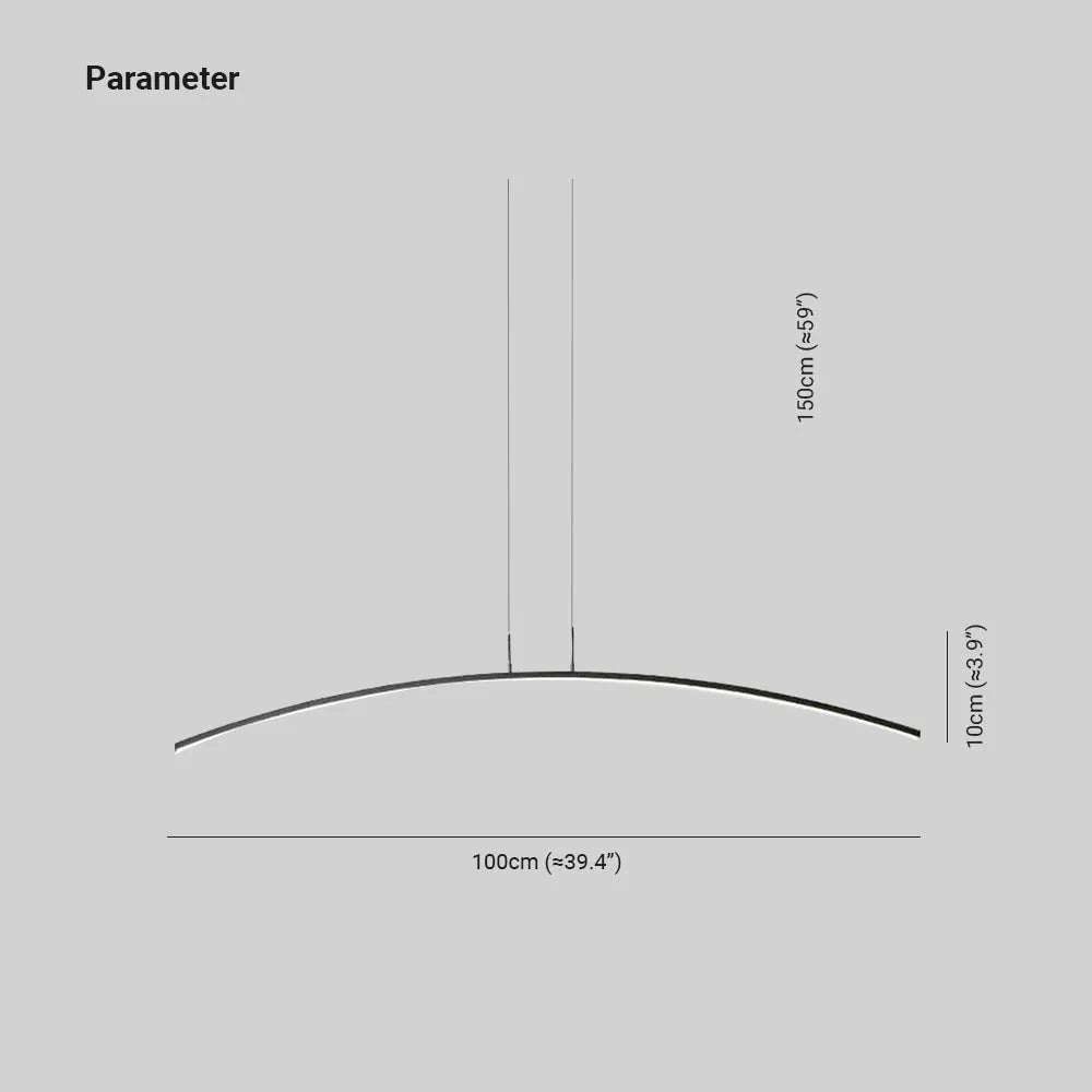 Hanglamp Gebogen Metaal LED Dimbaar Afstandsbediening Lineair Boogvorm Modern Interieur Kantoor 100cm | Sansoti