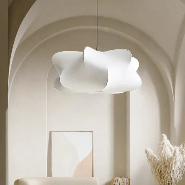 Silk Pendant Lamp – Japanese Style – Light Pink or White – Warm White Light – Living Room & Bedroom – Modern Pendant Lighting with Natural Look | Sansoti