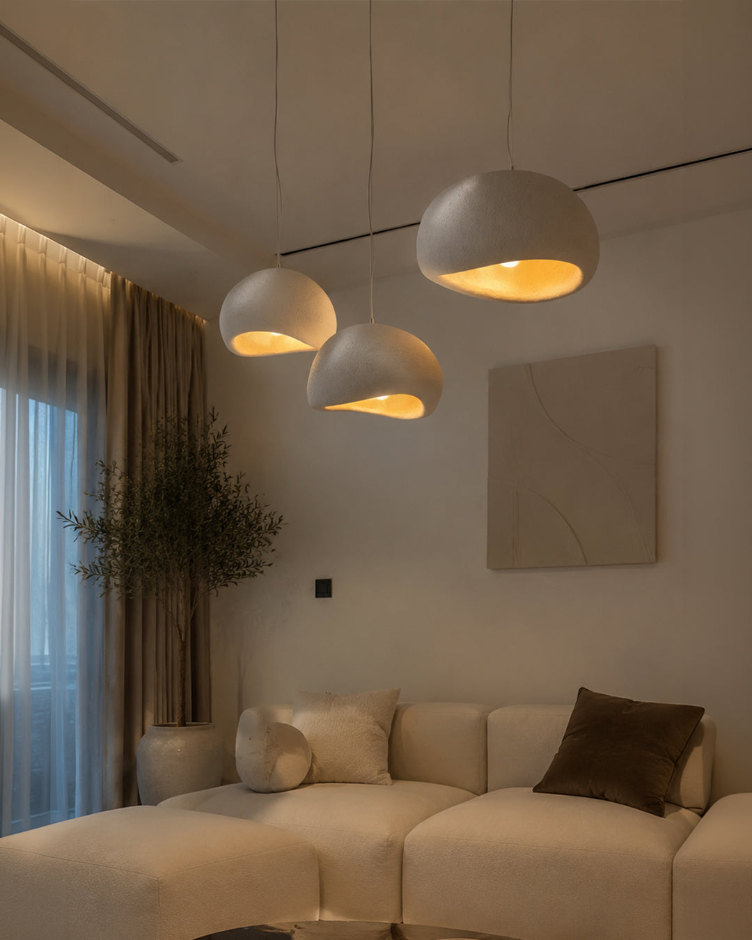 Wabi Sabi Polymeeren Hanglamp – Organische Textuur Scandinavische Lichtdesign voor Woonkamer Eetkamer | Sansoti