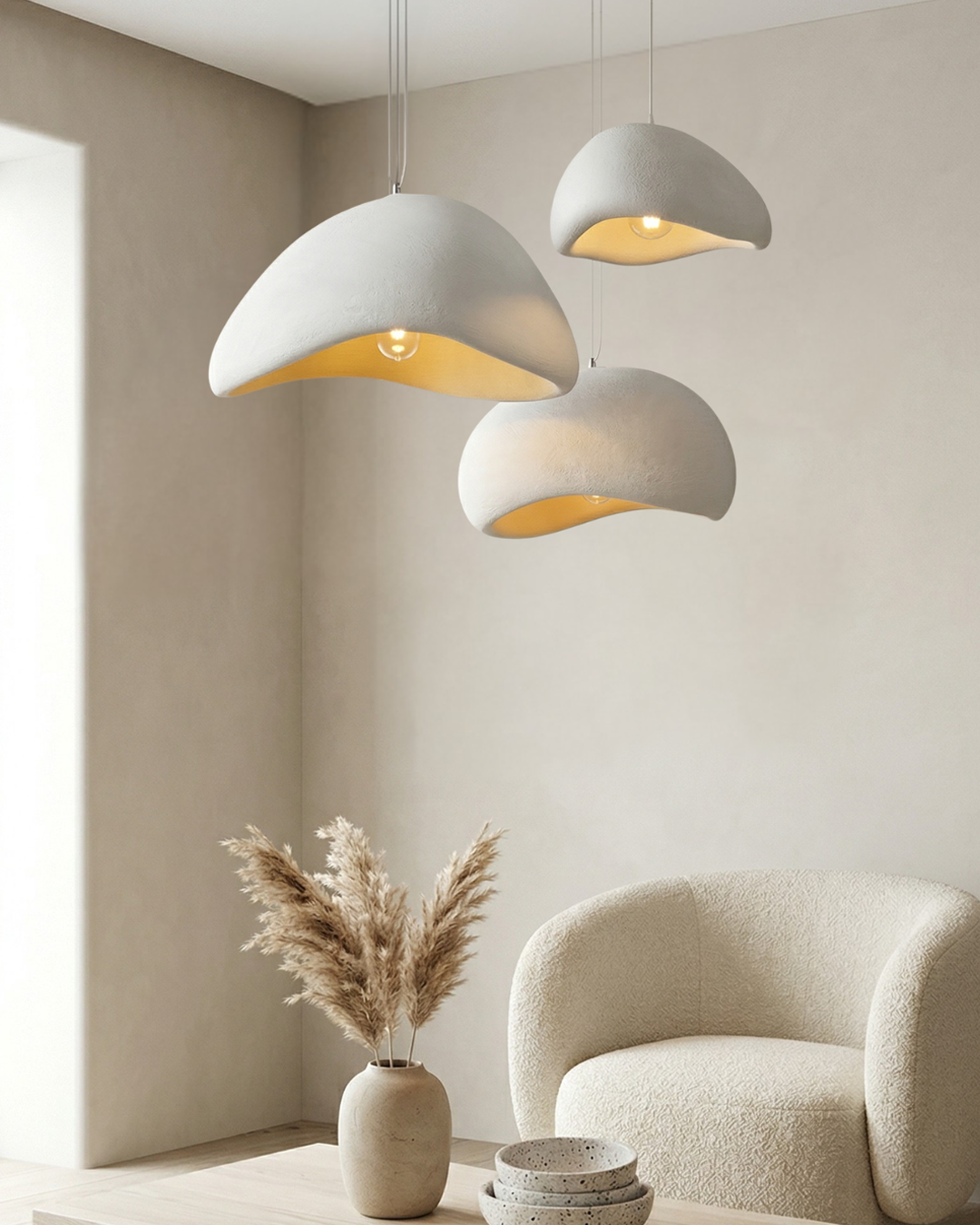 Wabi Sabi Polymeeren Hanglamp – Organische Textuur Scandinavische Lichtdesign voor Woonkamer Eetkamer | Sansoti
