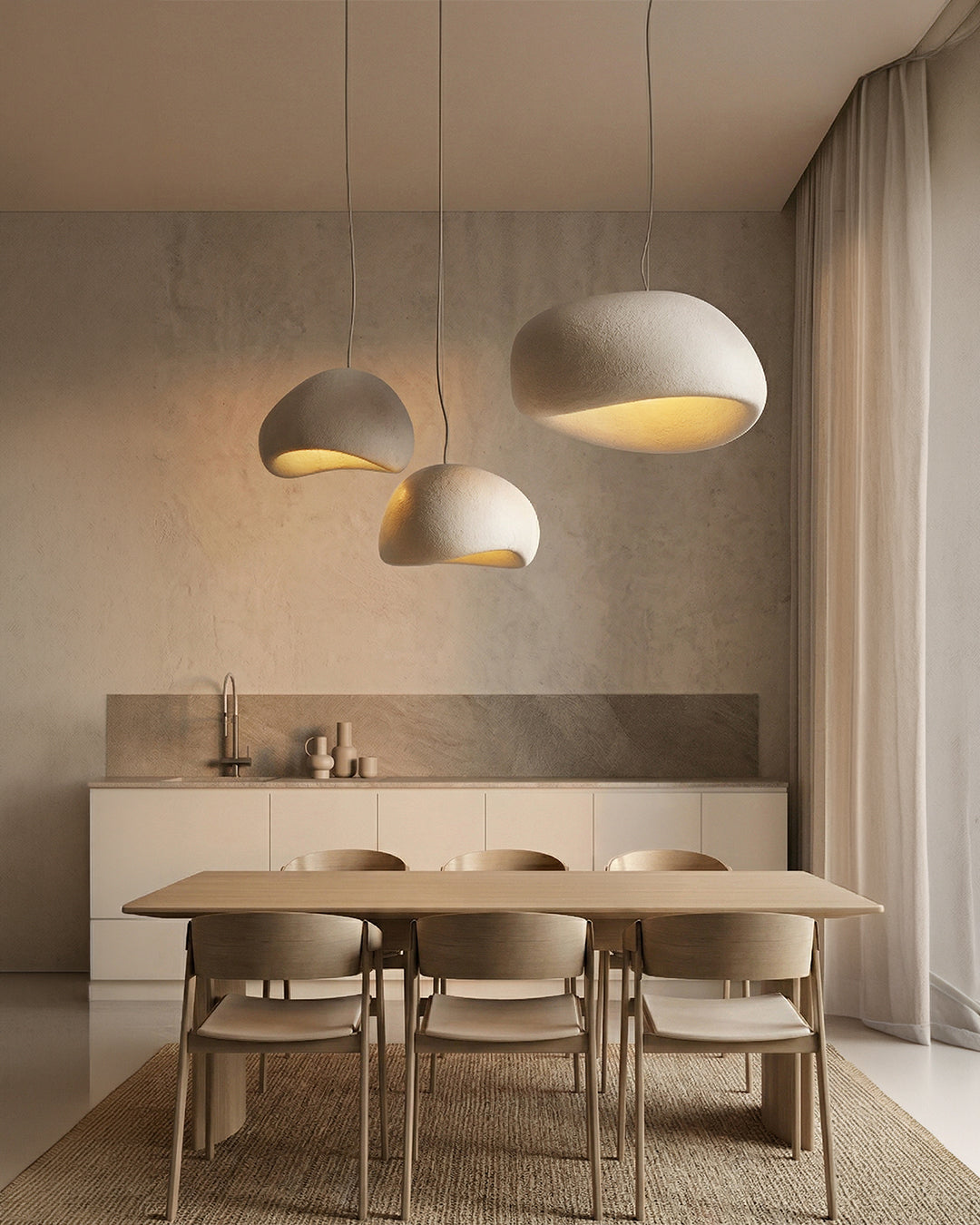 Wabi Sabi Polymeeren Hanglamp – Organische Textuur Scandinavische Lichtdesign voor Woonkamer Eetkamer | Sansoti