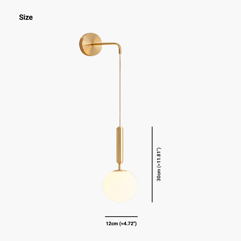 Glaskugel-Wandleuchte Verstellbar mit goldenem Kabel Schlafzimmer Wohnzimmer Nordic Skandinavisches Design LED | Sansoti