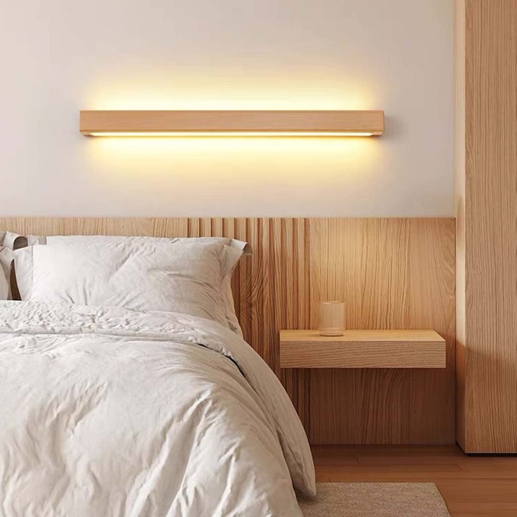 Holz-Wandleuchte LED-Lichtleiste Linear 60-180cm Einstellbares Licht Skandinavisches Design Schlafzimmer Wohnzimmer | Sansoti