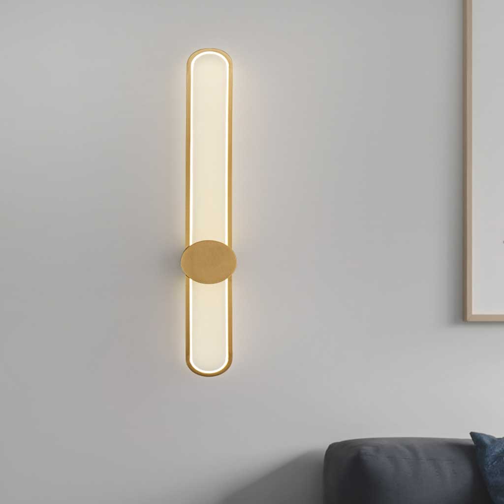 Ovale LED-Wandleuchte aus Aluminium, Schwarz-Gold, Schlafzimmer, Wohnzimmer, Flur, moderne minimalistische Beleuchtung | Sansoti