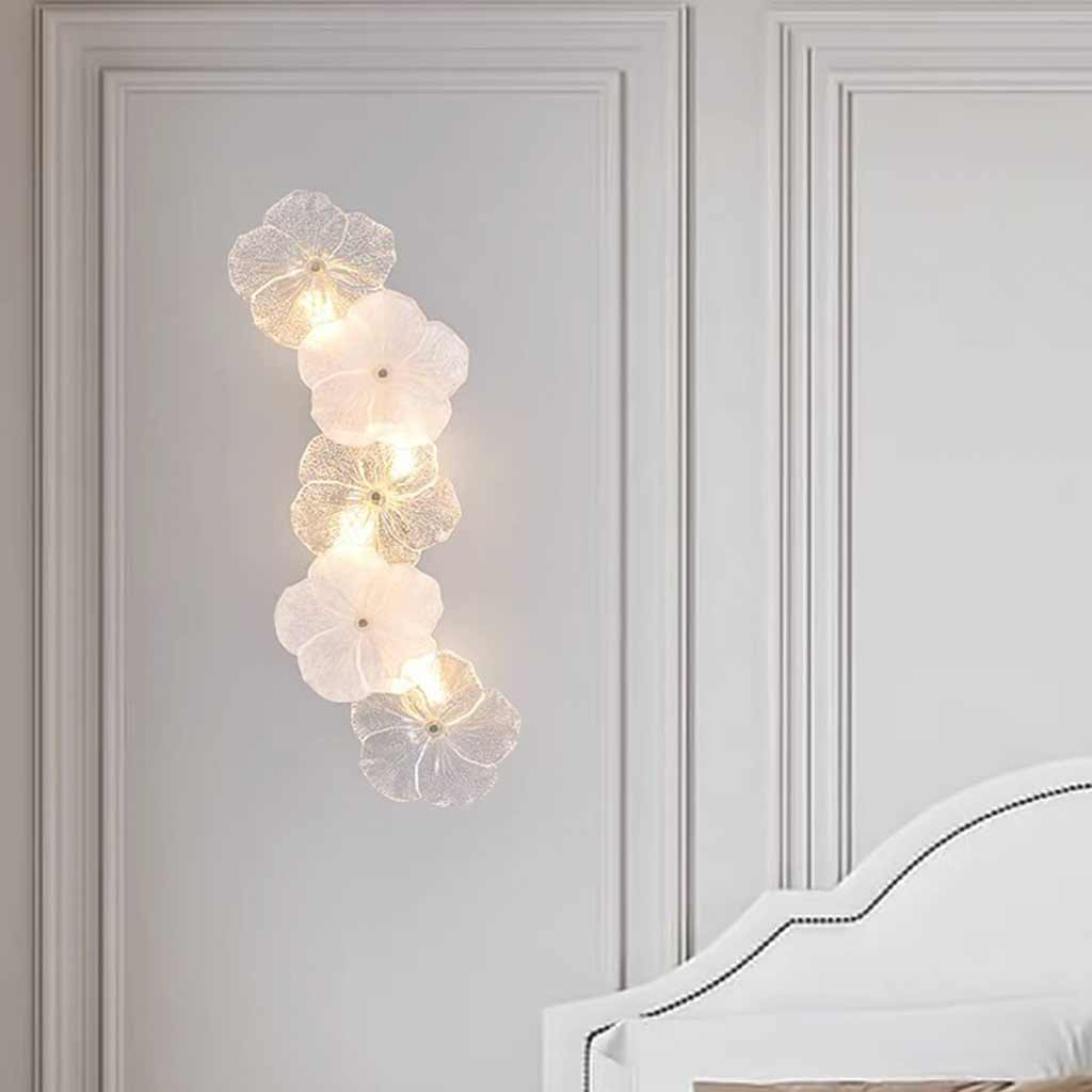Decoratieve Glazen Wandlamp Bloemvorm met 3 Kleurstanden en LED Verlichting voor Slaapkamer en Woonkamer | Sansoti