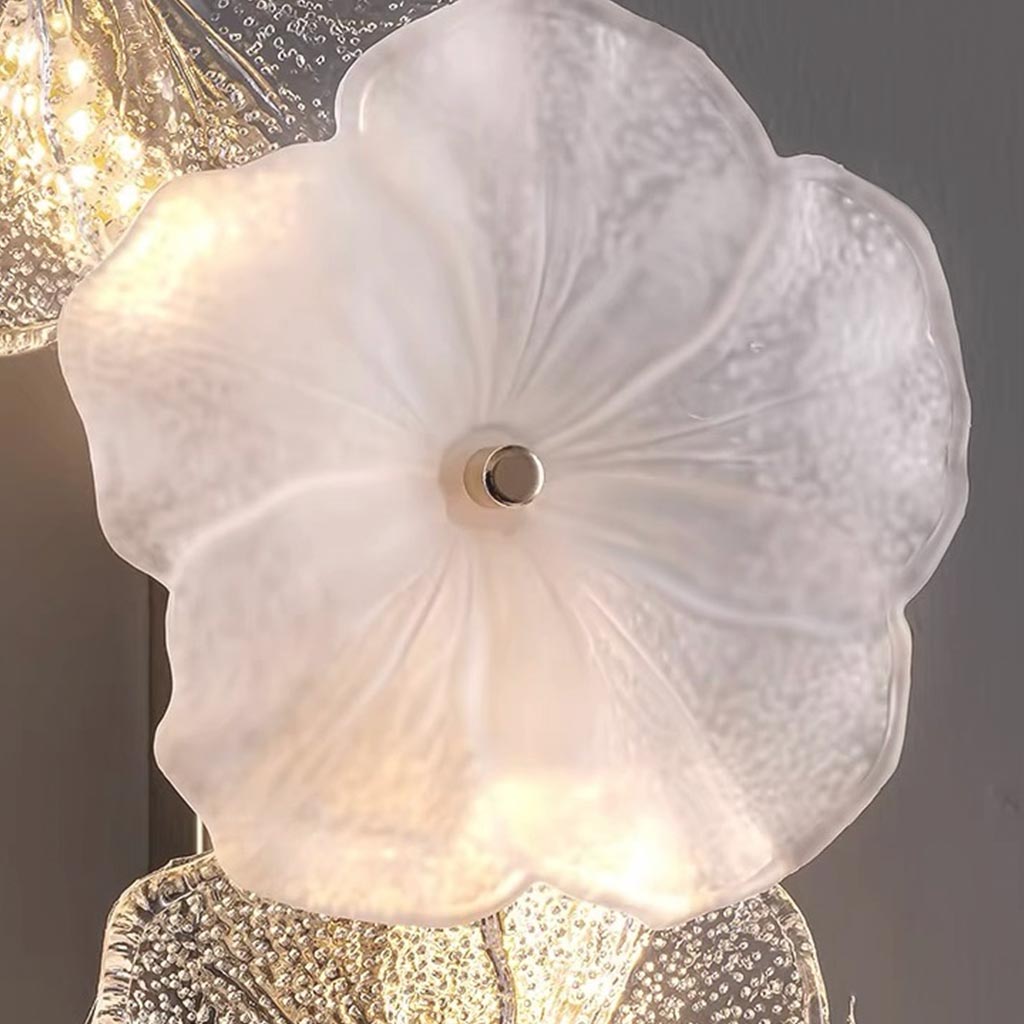 Decoratieve Glazen Wandlamp Bloemvorm met 3 Kleurstanden en LED Verlichting voor Slaapkamer en Woonkamer | Sansoti