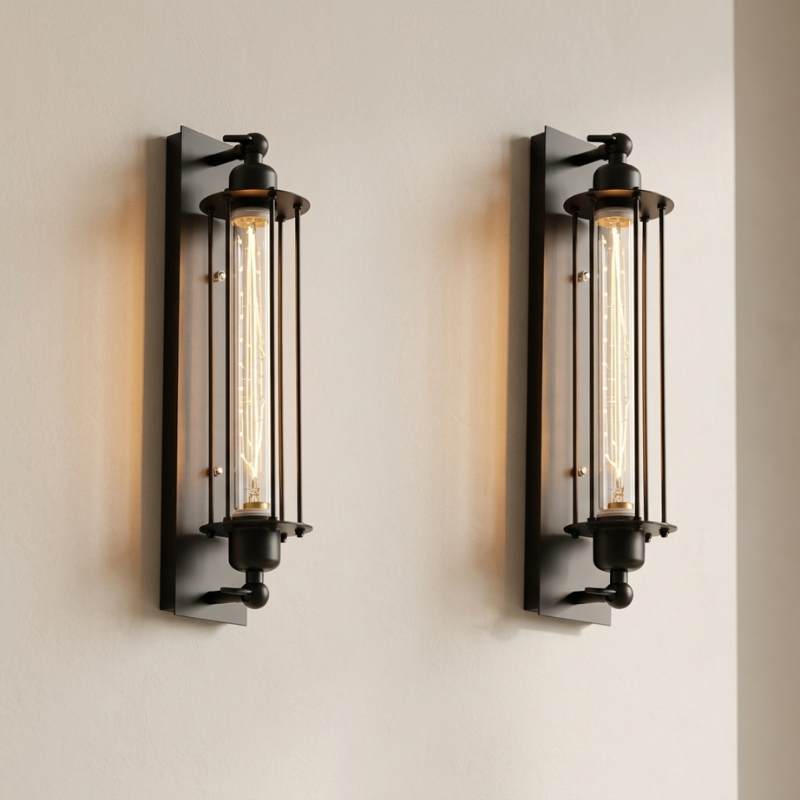 Vintage Wandlamp LED Metaal Gietijzer Zwart Zilver Brons 47x10cm | Sansoti