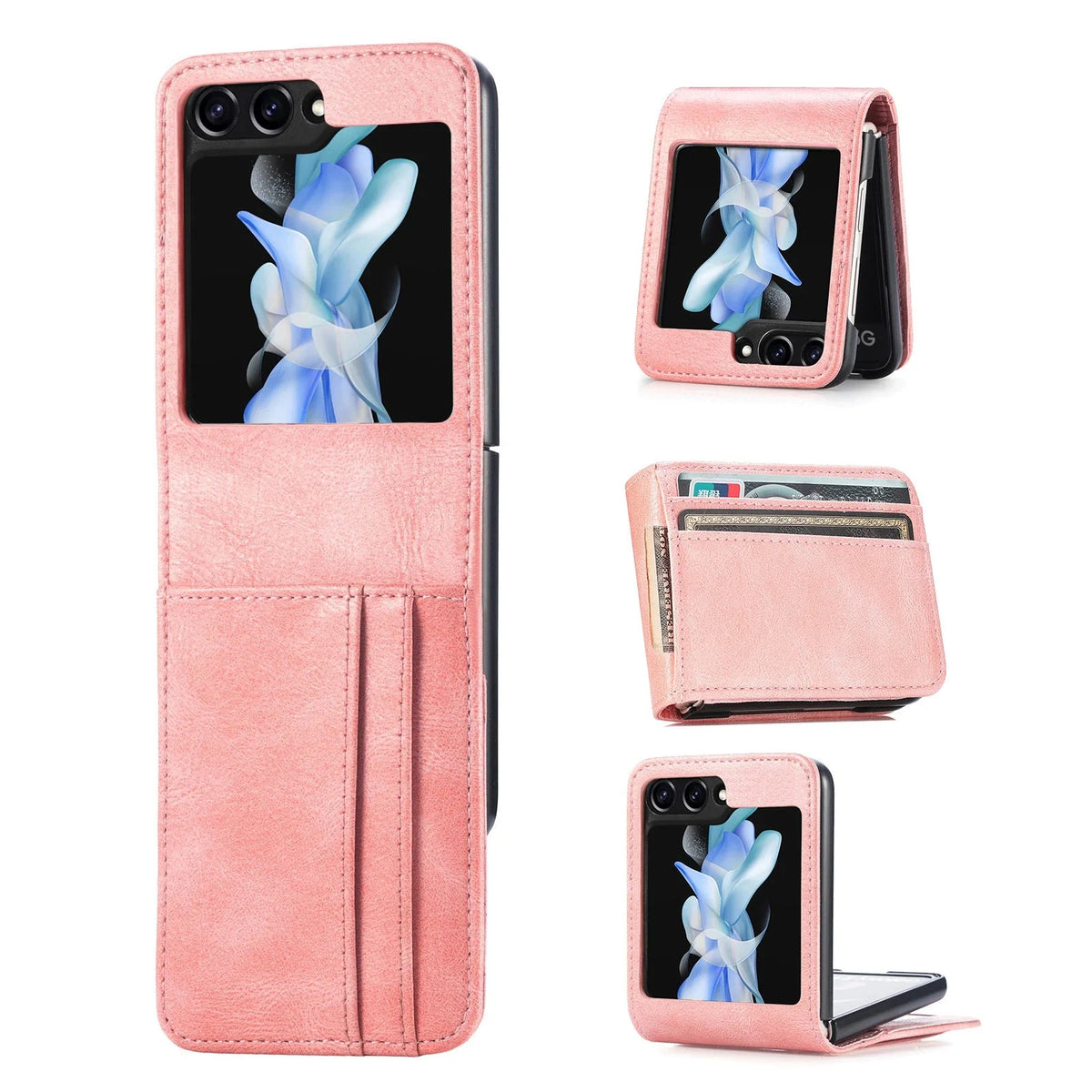 Flip Telefoon Portemonnee Hoes met Kaartvakken PU Leer Beschermhoes voor Klaptelefoon Zwart Blauw Compact | Sansoti