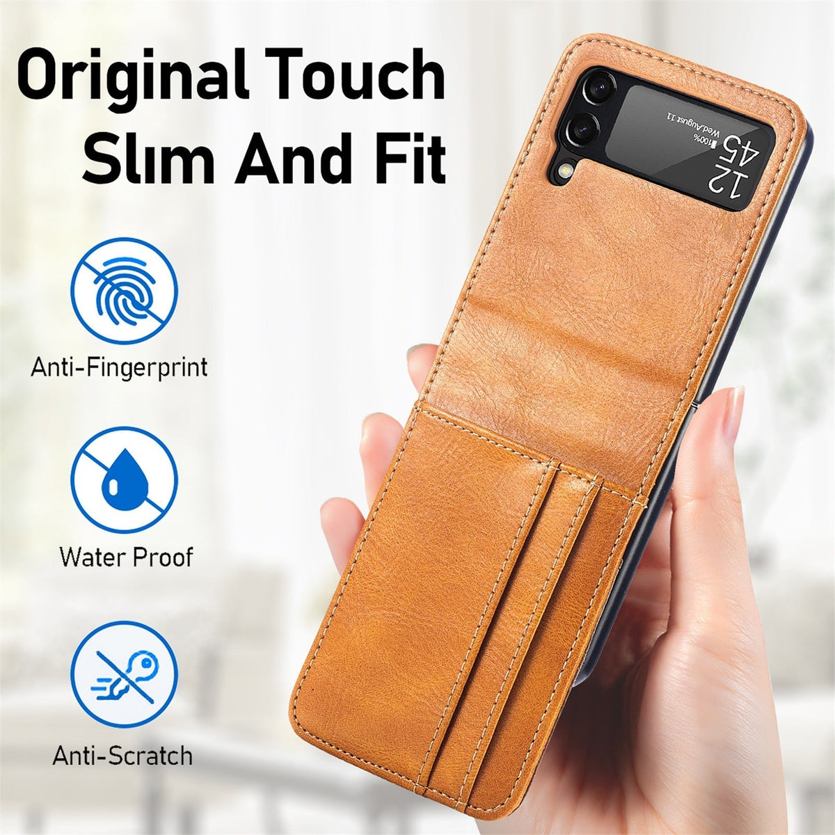 Flip Telefoon Portemonnee Hoes met Kaartvakken PU Leer Beschermhoes voor Klaptelefoon Zwart Blauw Compact | Sansoti