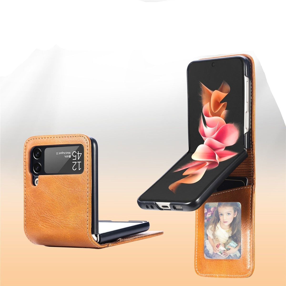 Flip Telefoon Portemonnee Hoes met Kaartvakken PU Leer Beschermhoes voor Klaptelefoon Zwart Blauw Compact | Sansoti
