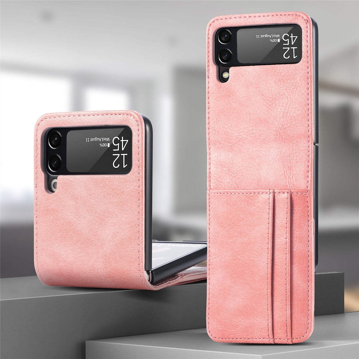 Flip Telefoon Portemonnee Hoes met Kaartvakken PU Leer Beschermhoes voor Klaptelefoon Zwart Blauw Compact | Sansoti