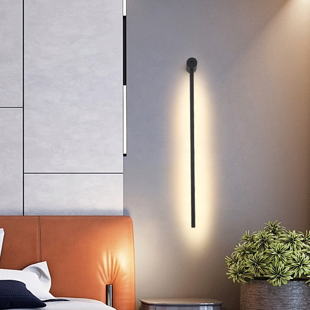 Minimalist 60 cm LED wall lamp, white and black, warm, neutral and cool light, Scandinavian modern interior | Sansoti