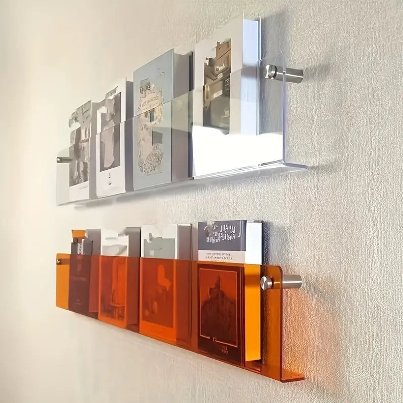 Étagère murale porte-revues transparente 40x3,5x15 cm design moderne | Restfield