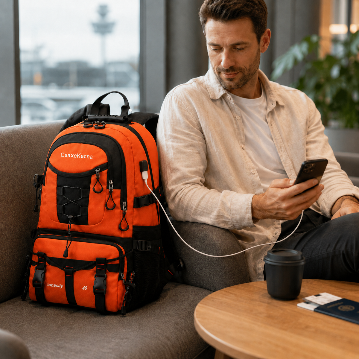 Trekkingtas 40 Liter met USB-Poort Ergonomisch Waterdicht voor Wandelen Bergtouren Outdoor Camping Reizen | Sansoti