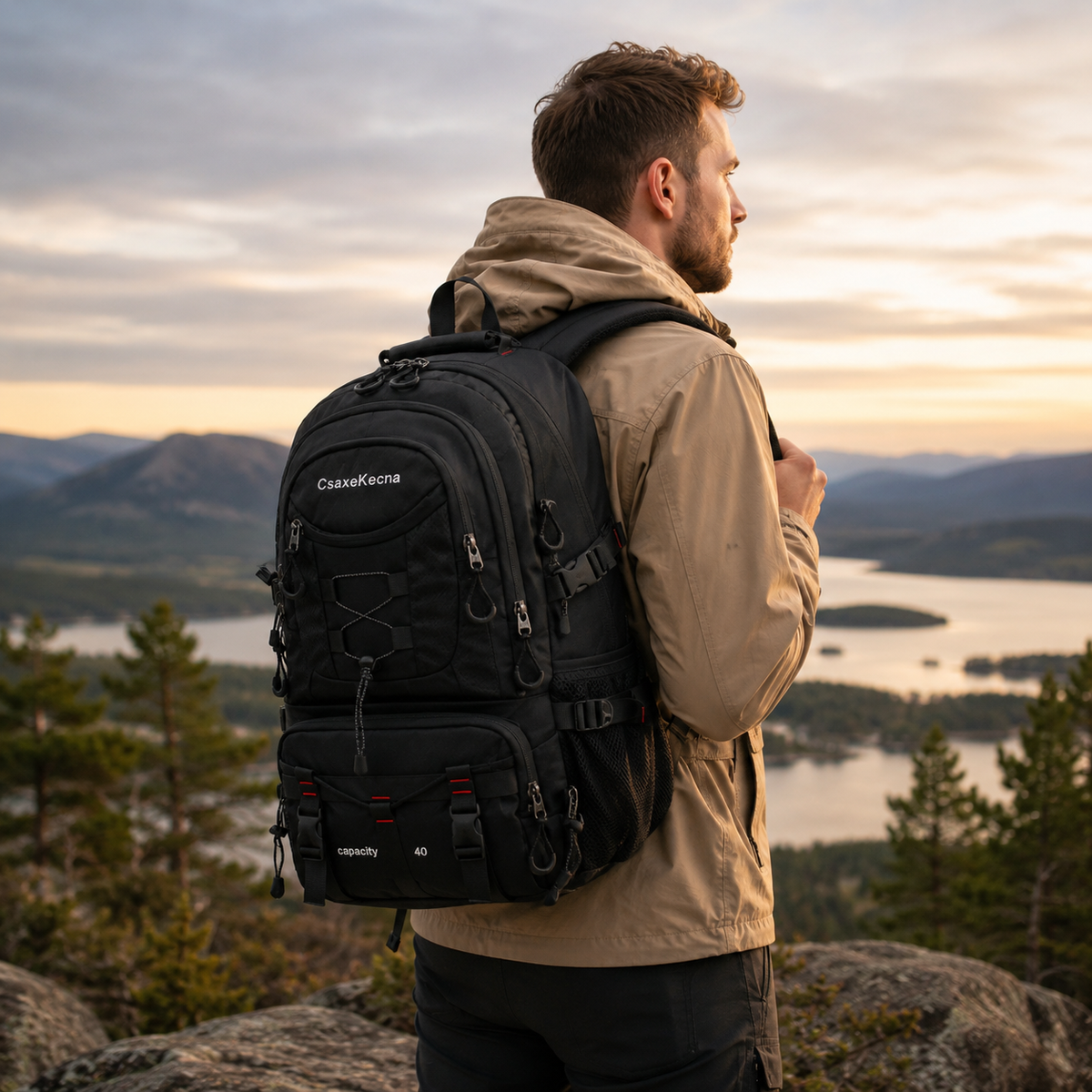 Trekkingtas 40 Liter met USB-Poort Ergonomisch Waterdicht voor Wandelen Bergtouren Outdoor Camping Reizen | Sansoti