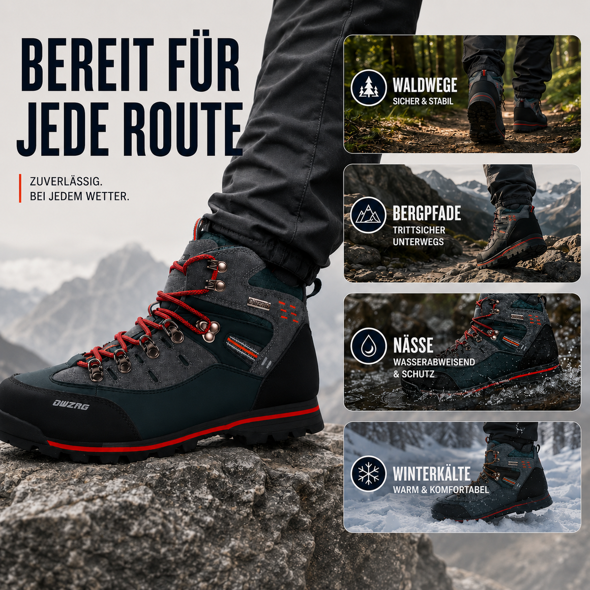 Waterdichte Wandelschoenen Heren met Antislip Zool Hoge Enkelsteun voor Outdoor Trekking Hiking Winter Bergwandelen | Sansoti