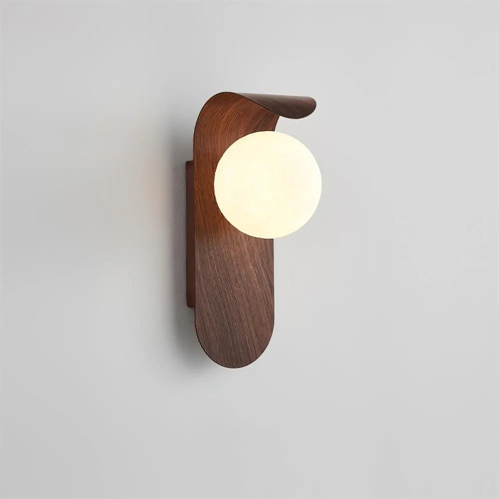 Wandleuchte mit Kugelschirm, G9-Fassung, Walnussholz, LED-Beleuchtung für Schlafzimmer, Flur und Treppenhaus, warmes Licht, Japandi-Stil | Sansoti
