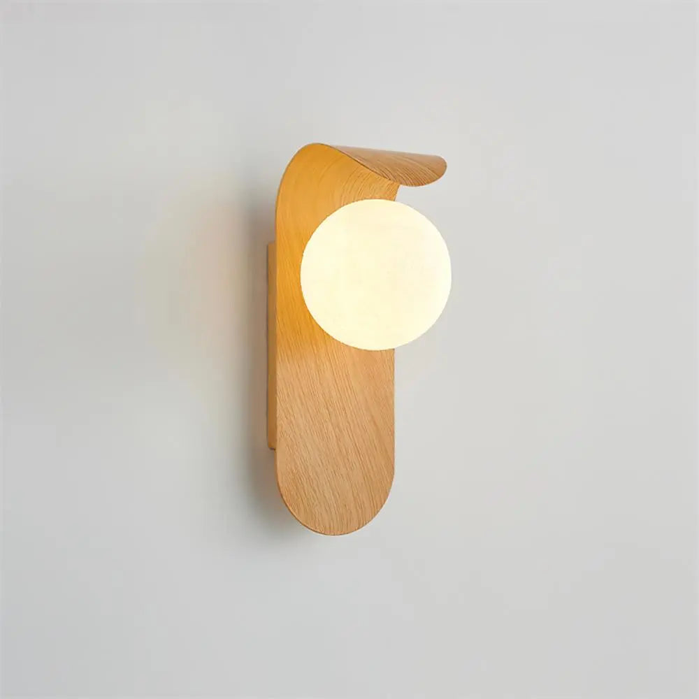 Wandleuchte mit Kugelschirm, G9-Fassung, Walnussholz, LED-Beleuchtung für Schlafzimmer, Flur und Treppenhaus, warmes Licht, Japandi-Stil | Sansoti