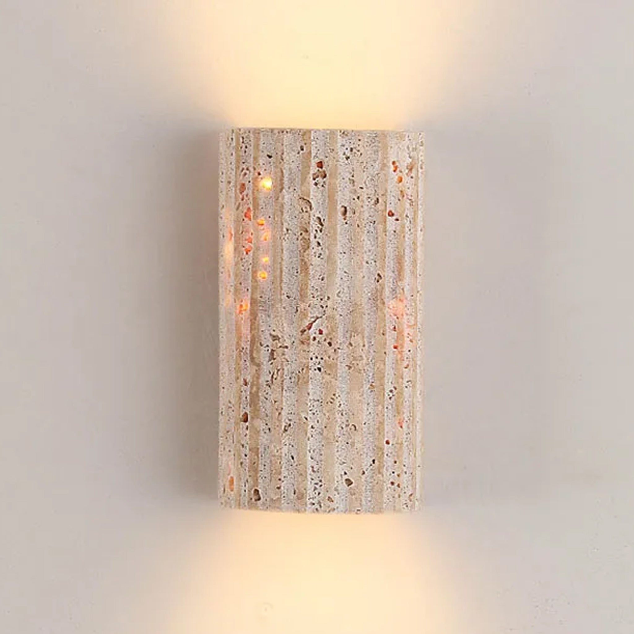 Travertijn Wandlamp Cilinder E27 Natuursteen Verlichting Voor Gang Slaapkamer Woonkamer 16.5cm Hoog Sfeervol | Sansoti