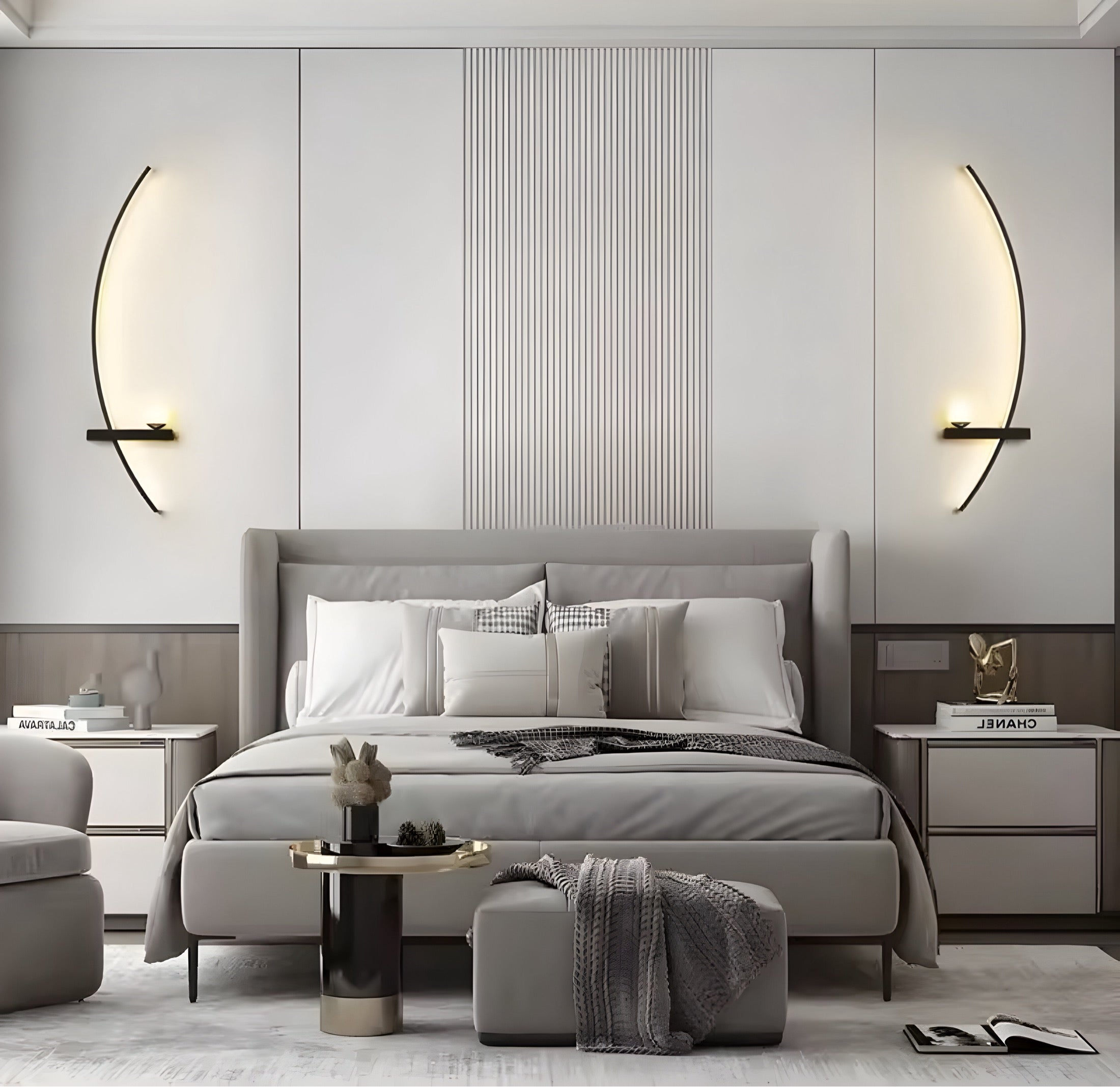 Moderne LED-Wandleuchte mit gebogenem Design und dimmbarer Beleuchtung für Schlaf- und Wohnzimmer | Restfield