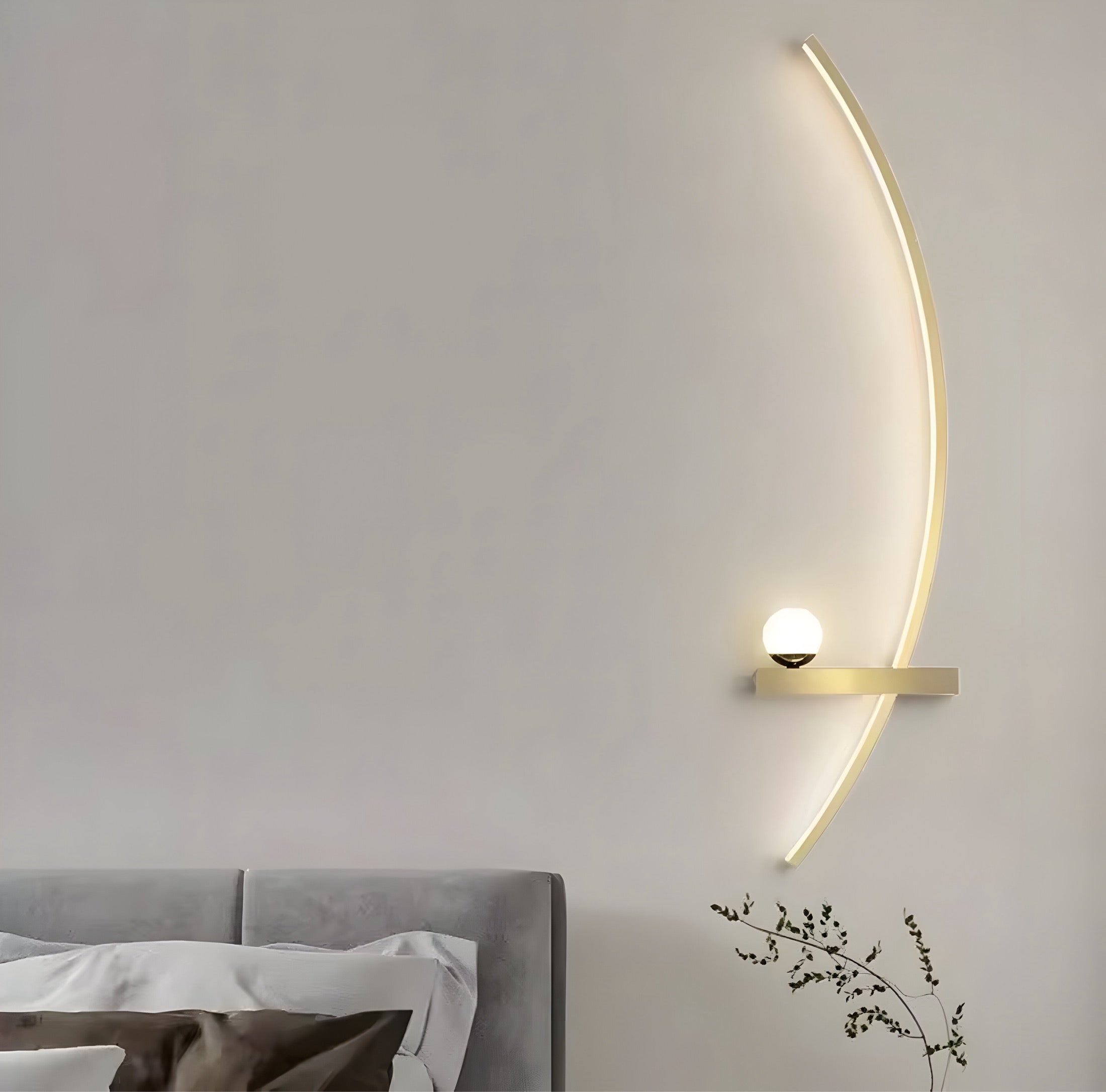 Moderne LED-Wandleuchte mit gebogenem Design und dimmbarer Beleuchtung für Schlaf- und Wohnzimmer | Restfield