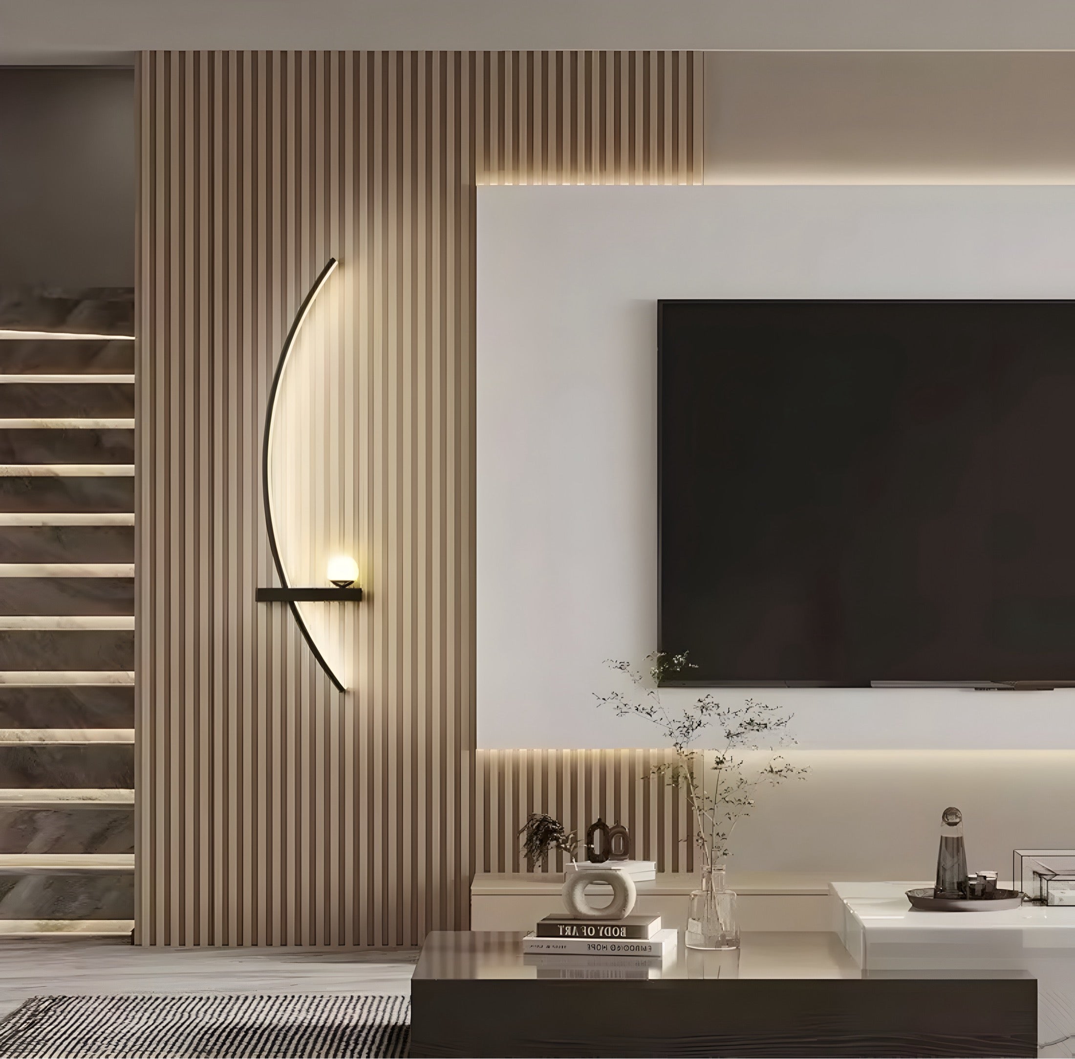 Moderne LED-Wandleuchte mit gebogenem Design und dimmbarer Beleuchtung für Schlaf- und Wohnzimmer | Restfield