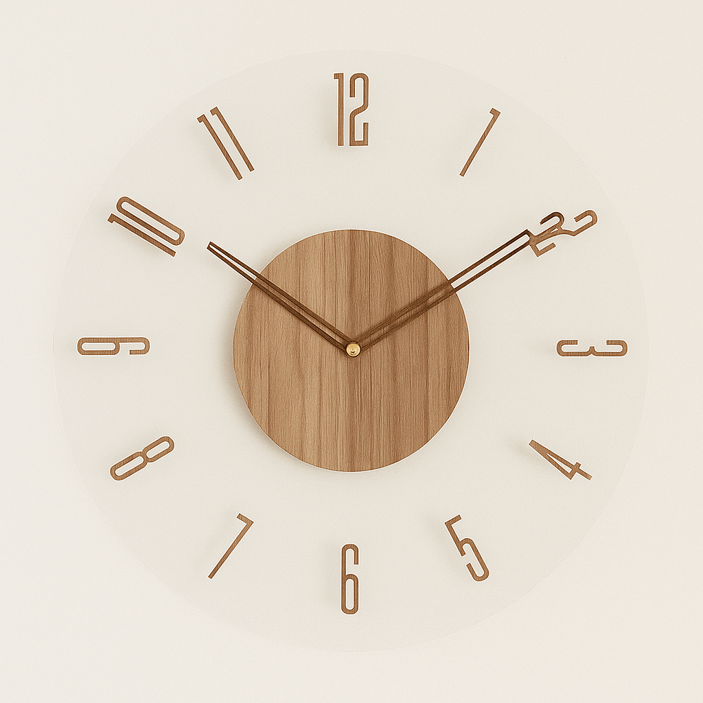 Stille Wandklok Hout Scandinavisch Design 35cm Geluidsarm Kwarts Natuurlijke Woonkamer Slaapkamer Kantoor | Sansoti