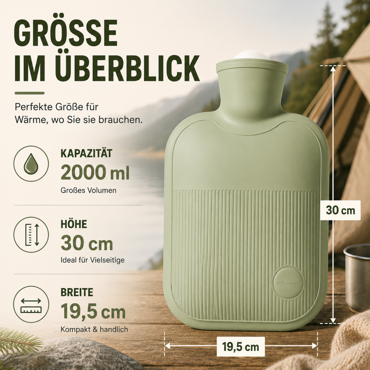 Hot Water Bottle 2000ml Leak-Proof with Soft Fleece Cover for Cold Feet Hands and Back Winter Warmth Comfort | Sansoti