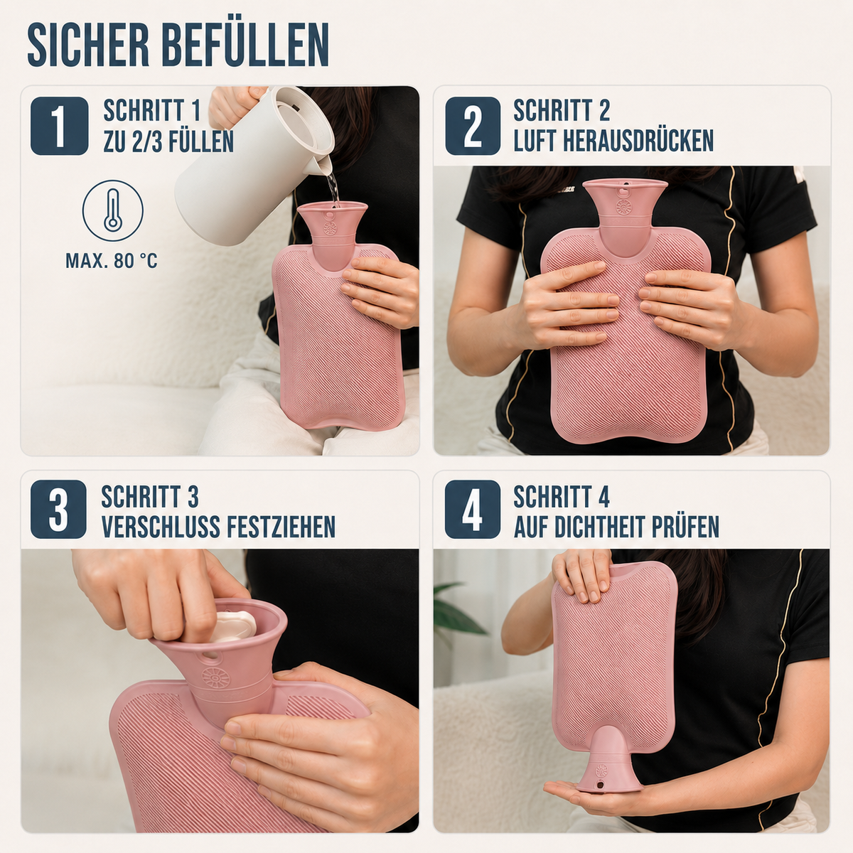 Wärmflasche mit Strickbezug, 1 Liter, wärmespeichernd, komfortabel für kalte Wintertage, Entspannung zu Hause und Wellness | Sansoti