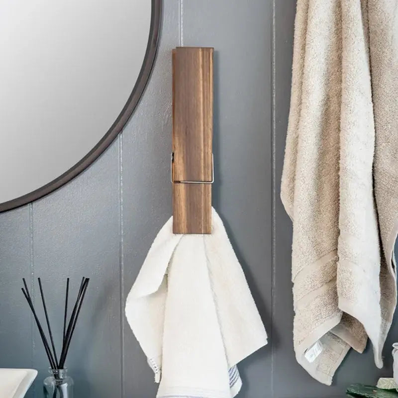 Wandhaak Knijper Hout Handdoekhouder Deur Natuurlijk Design Badkamer Kinderkamer | Sansoti