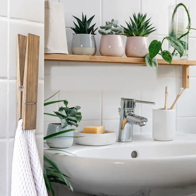 Wandhaak Knijper Hout Handdoekhouder Deur Natuurlijk Design Badkamer Kinderkamer | Sansoti