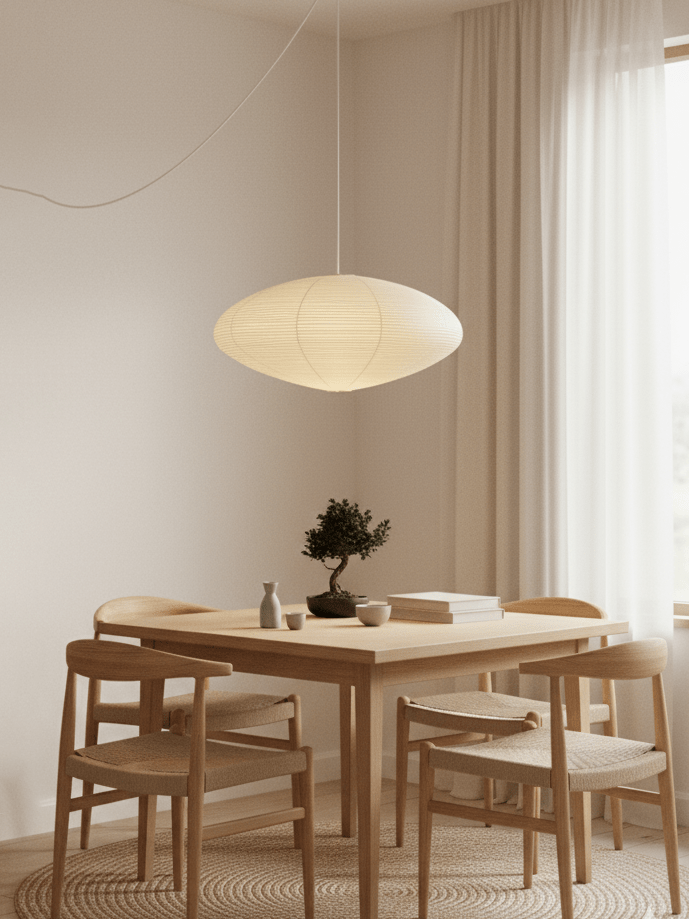 Handgemaakte Washi Papieren Hanglamp – Japans Design met E26/E27 Fitting – Zachte Verlichting voor Woonkamer, Slaapkamer & Eetkamer – Met Montagehaakjes | Sansoti