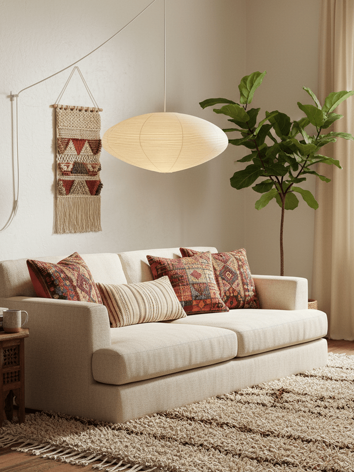 Handgemaakte Washi Papieren Hanglamp – Japans Design met E26/E27 Fitting – Zachte Verlichting voor Woonkamer, Slaapkamer & Eetkamer – Met Montagehaakjes | Sansoti
