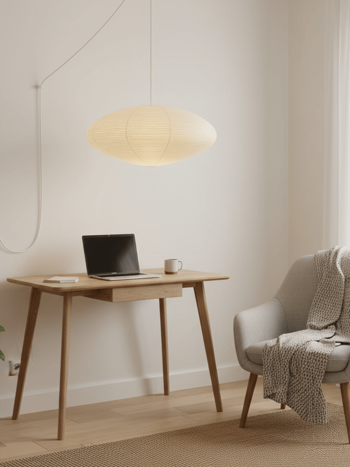 Handgemaakte Washi Papieren Hanglamp – Japans Design met E26/E27 Fitting – Zachte Verlichting voor Woonkamer, Slaapkamer & Eetkamer – Met Montagehaakjes | Sansoti
