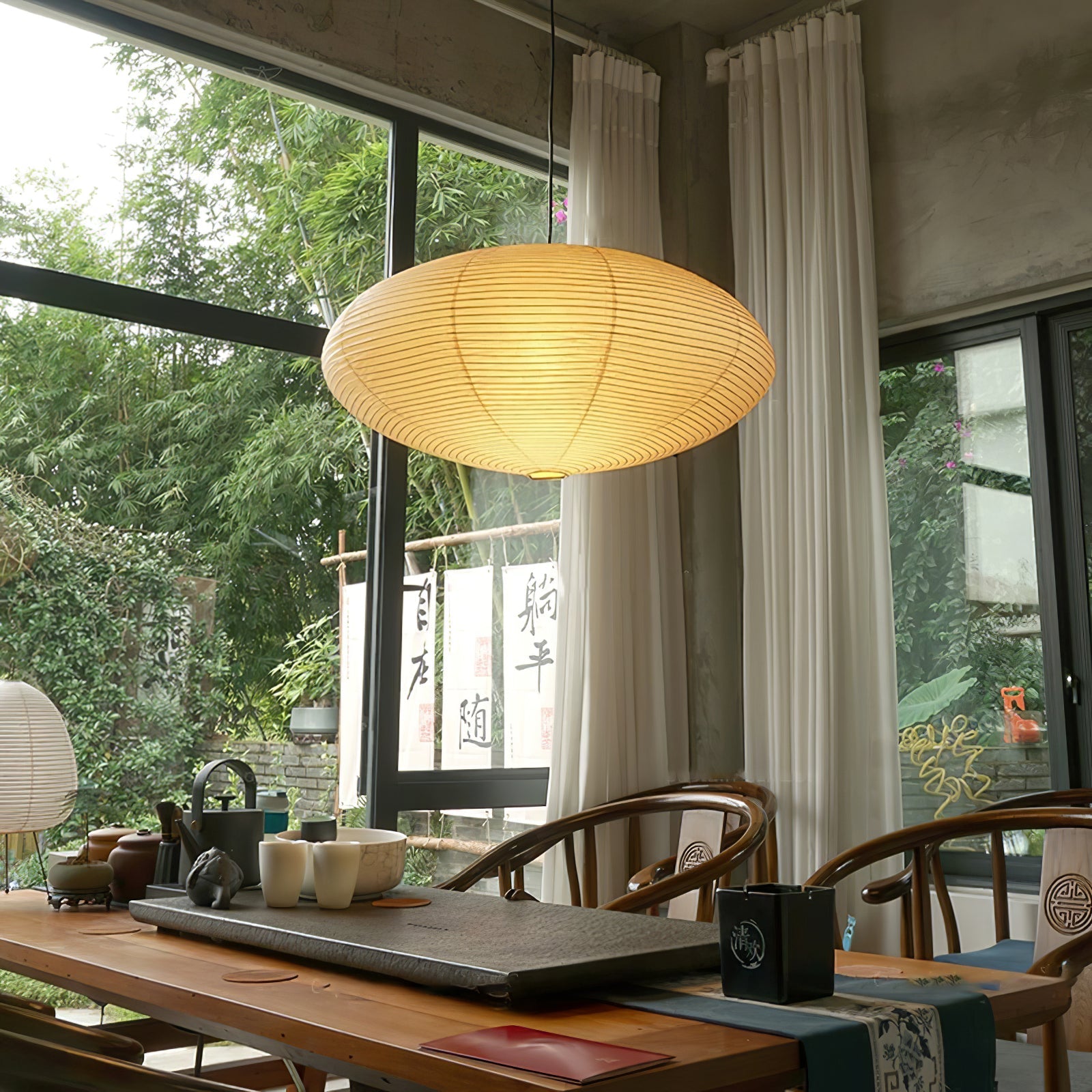 Handgemaakte Washi Papieren Hanglamp – Japans Design met E26/E27 Fitting – Zachte Verlichting voor Woonkamer, Slaapkamer & Eetkamer – Met Montagehaakjes | Sansoti