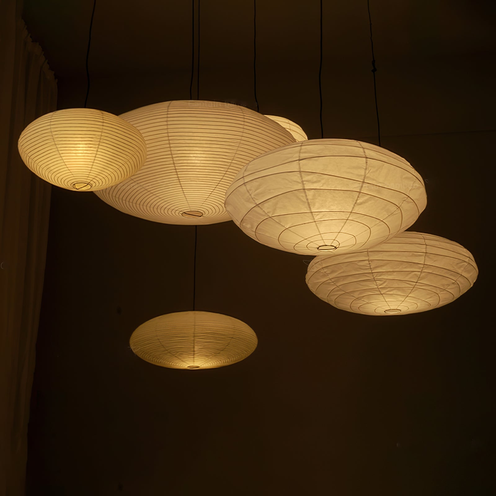Handgemaakte Washi Papieren Hanglamp – Japans Design met E26/E27 Fitting – Zachte Verlichting voor Woonkamer, Slaapkamer & Eetkamer – Met Montagehaakjes | Sansoti