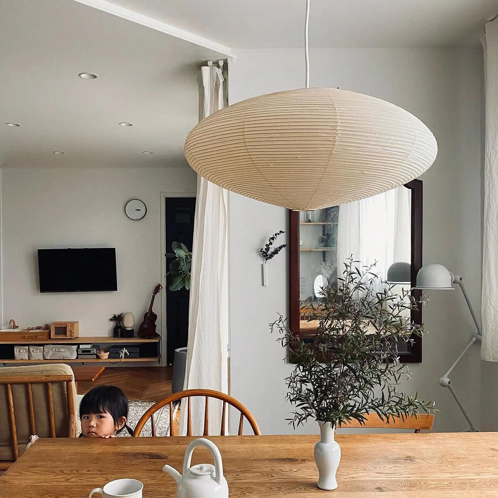 Handgemaakte Washi Papieren Hanglamp – Japans Design met E26/E27 Fitting – Zachte Verlichting voor Woonkamer, Slaapkamer & Eetkamer – Met Montagehaakjes | Sansoti