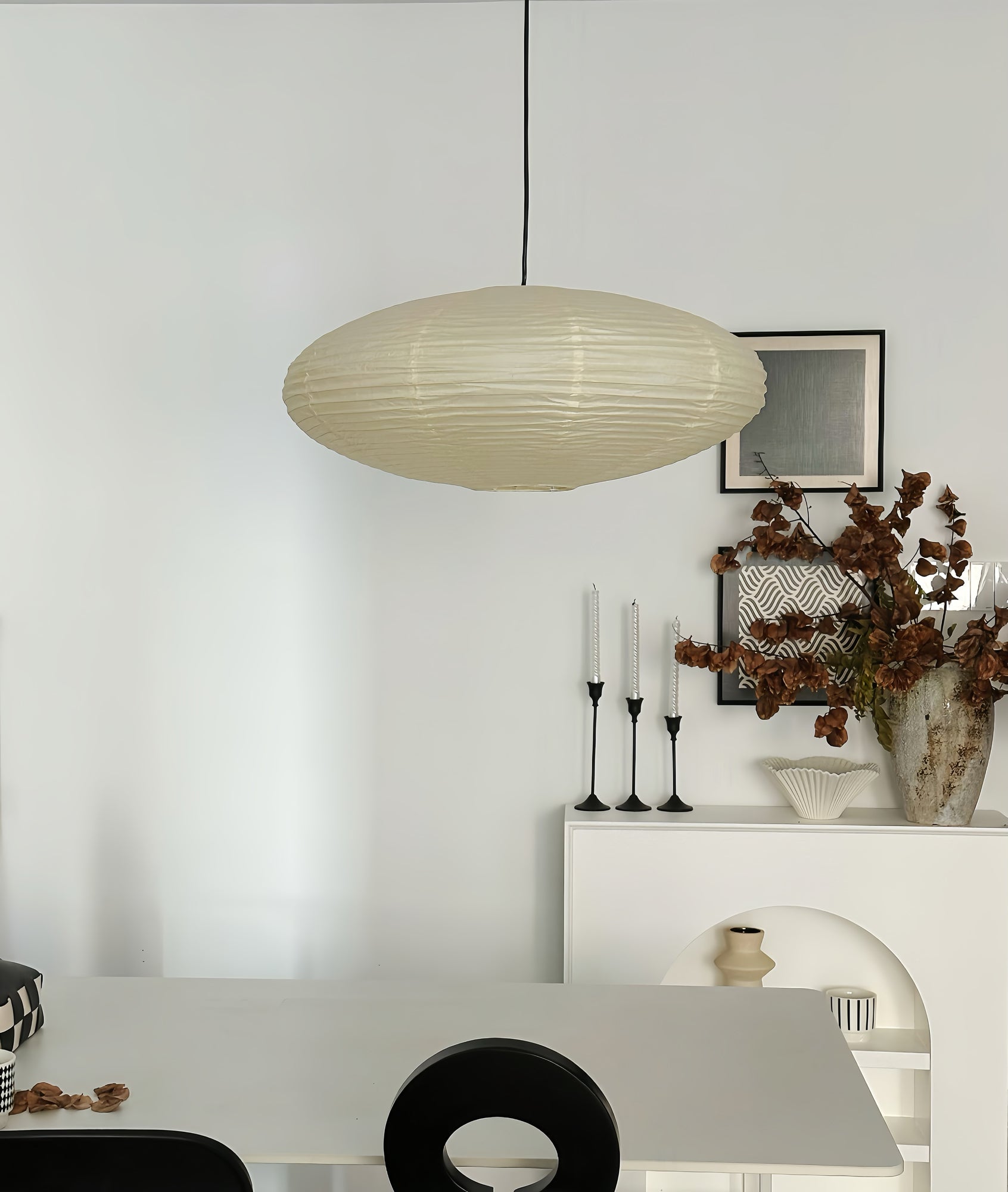 Handgemaakte Washi Papieren Hanglamp – Japans Design met E26/E27 Fitting – Zachte Verlichting voor Woonkamer, Slaapkamer & Eetkamer – Met Montagehaakjes | Sansoti