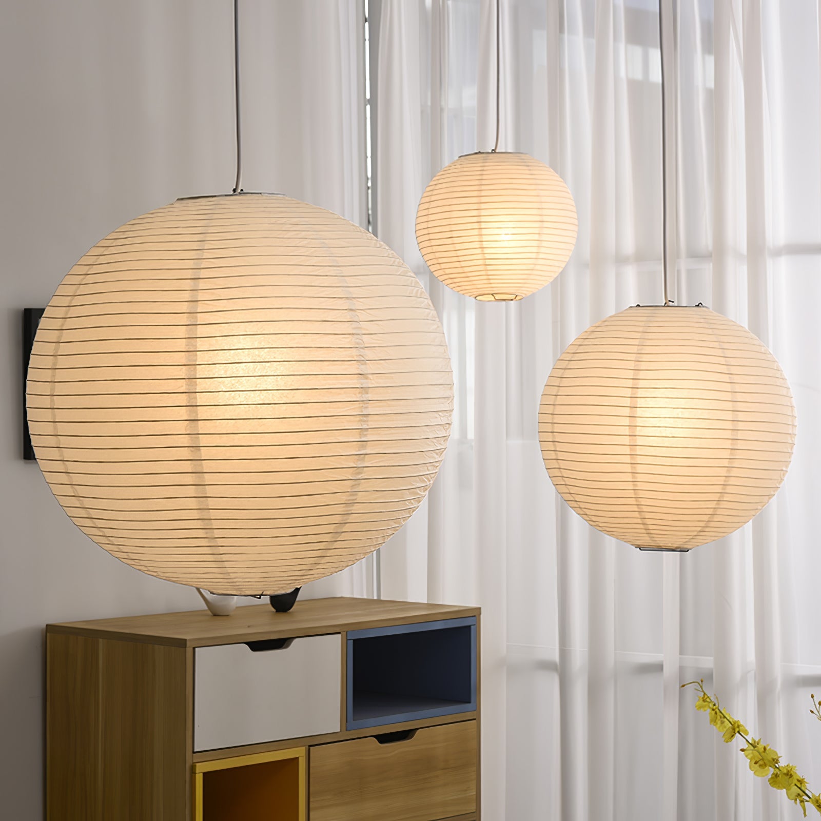Japanse Mulberry Paper Hanglamp — Handgemaakte Washi Lampenkap Bol Sfeerverlichting | Sansoti