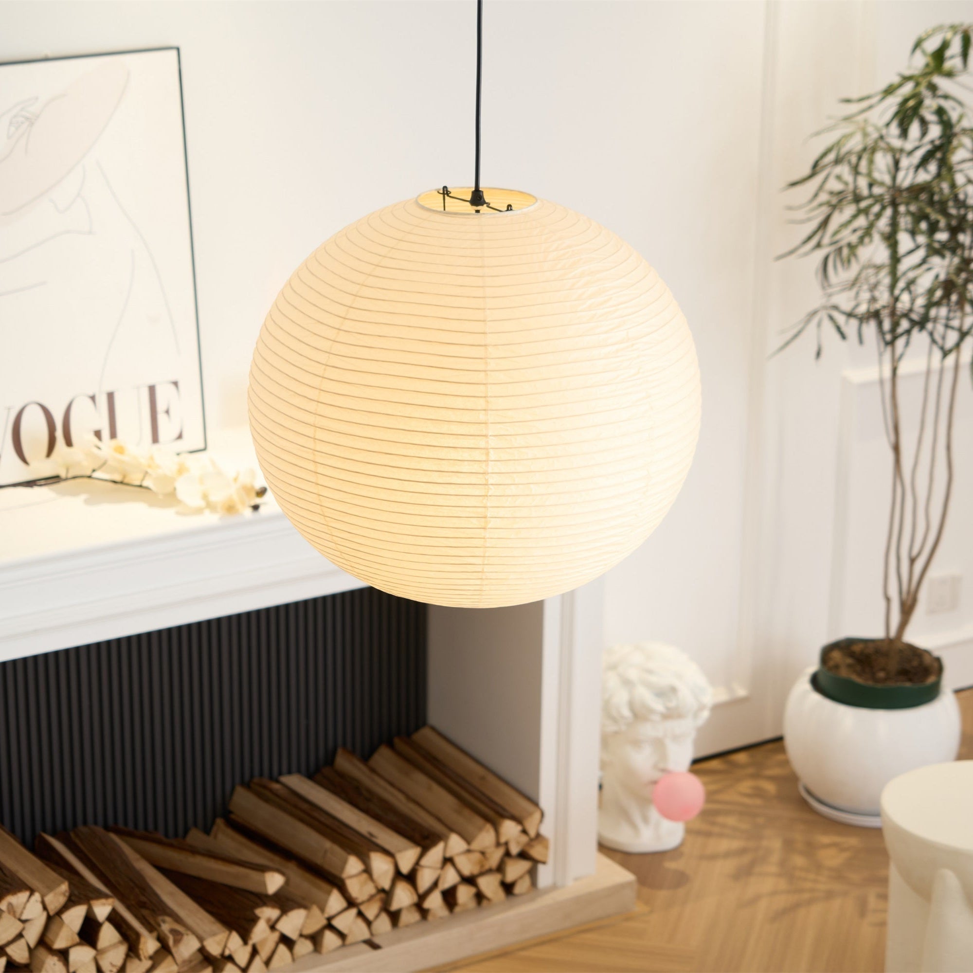 Japanse Mulberry Paper Hanglamp — Handgemaakte Washi Lampenkap Bol Sfeerverlichting | Sansoti