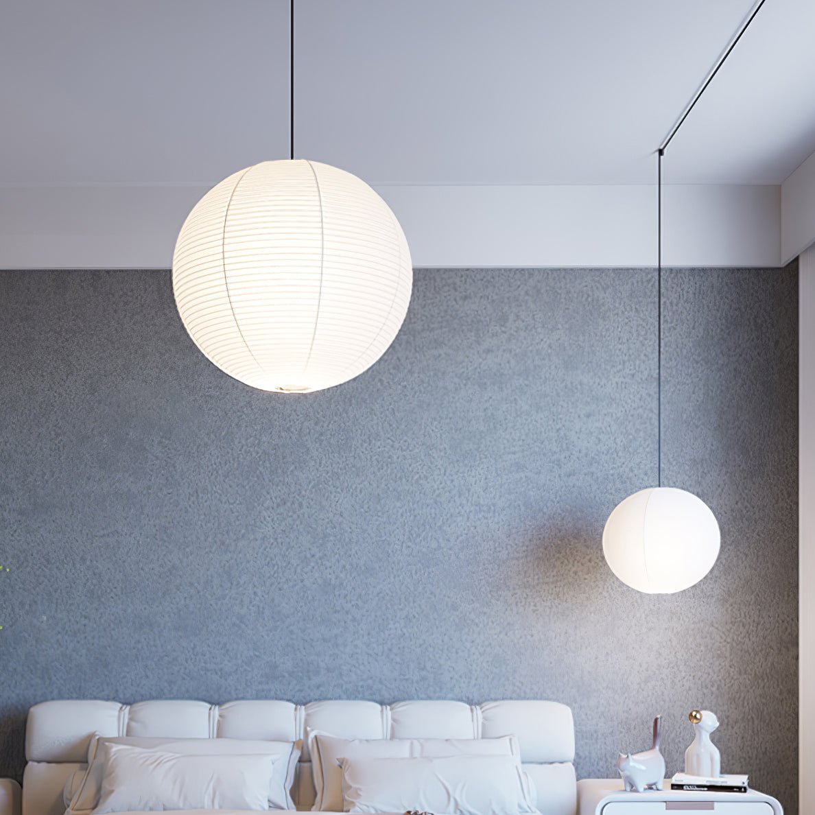 Japans Papieren Bolhanglamp – Handgemaakt Kozo Papier Hanglamp met Stekker – Zwevende Sfeerverlichting voor Woonkamer, Slaapkamer en Eetkamer – 10 Maten Verkrijgbaar | Sansoti