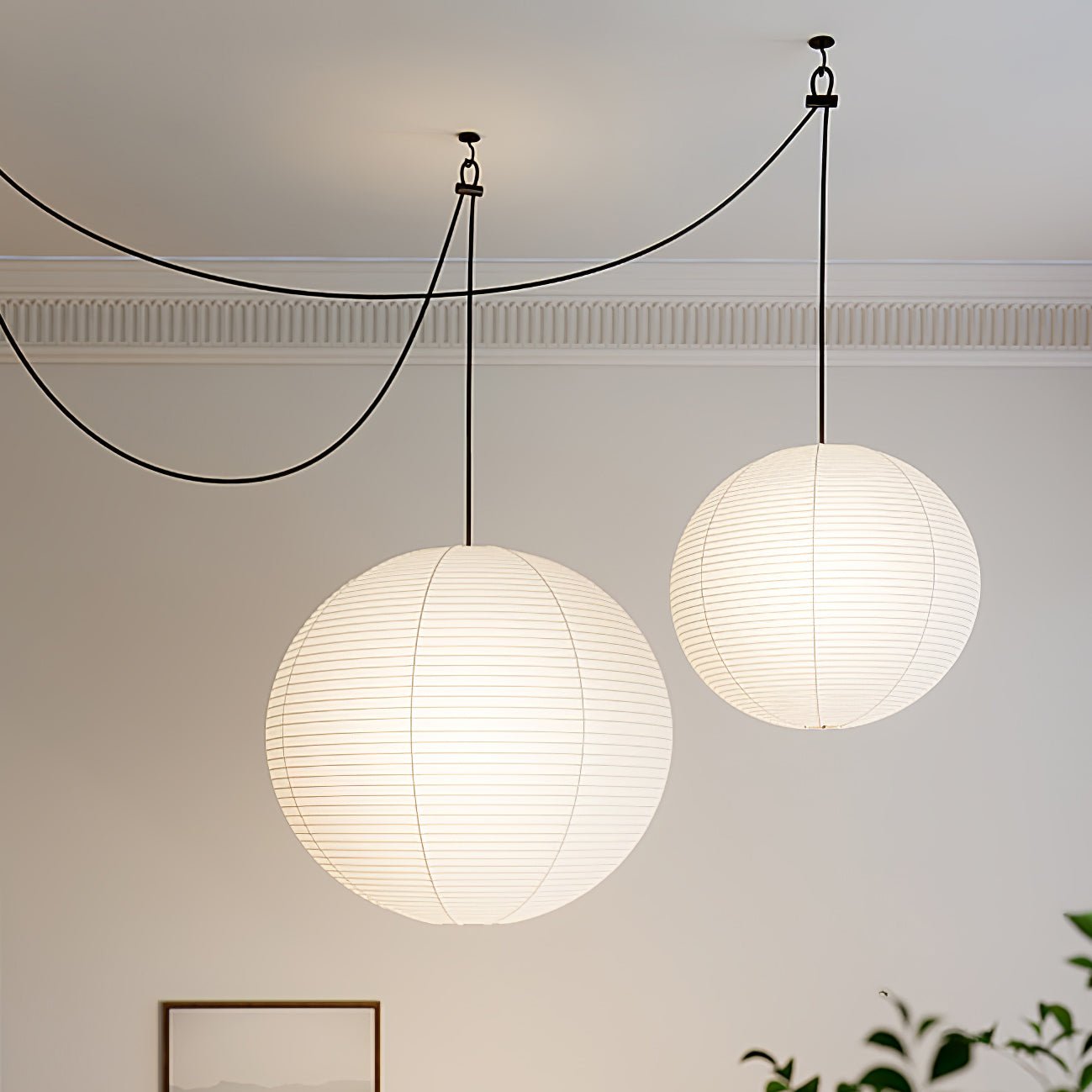 Japans Papieren Bolhanglamp – Handgemaakt Kozo Papier Hanglamp met Stekker – Zwevende Sfeerverlichting voor Woonkamer, Slaapkamer en Eetkamer – 10 Maten Verkrijgbaar | Sansoti