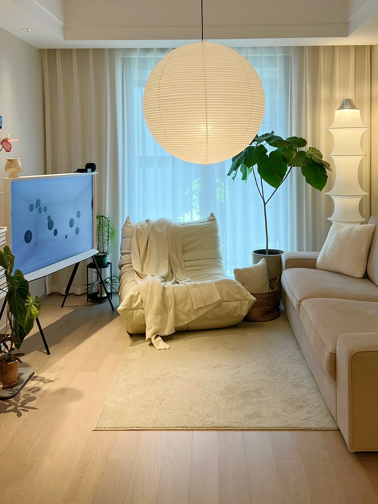 Japanse Mulberry Paper Hanglamp — Handgemaakte Washi Lampenkap Bol Sfeerverlichting | Sansoti