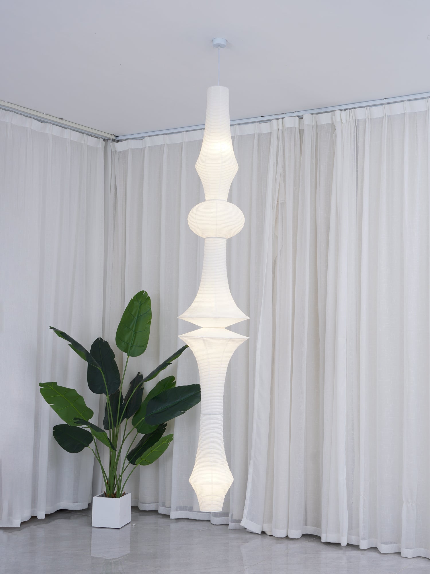 Japanse Hangende Papieren Lamp Zeven Formaten E26/E27 ø33-ø43cm 150-460cm Hoogte Mulberry Washi Moerasschors Translucide Kap Met Handgemaakt Karakter | Sansoti
