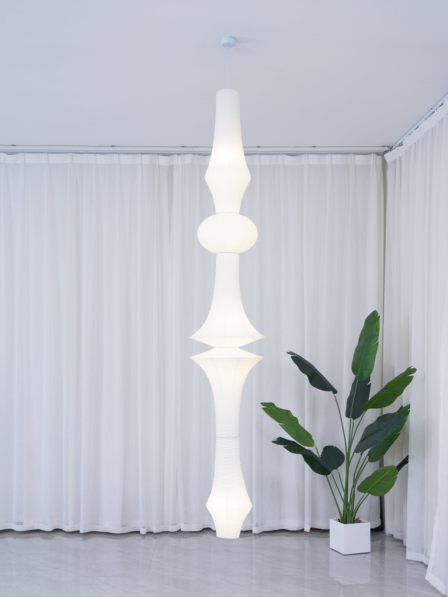 Japanse Hangende Papieren Lamp Zeven Formaten E26/E27 ø33-ø43cm 150-460cm Hoogte Mulberry Washi Moerasschors Translucide Kap Met Handgemaakt Karakter | Sansoti