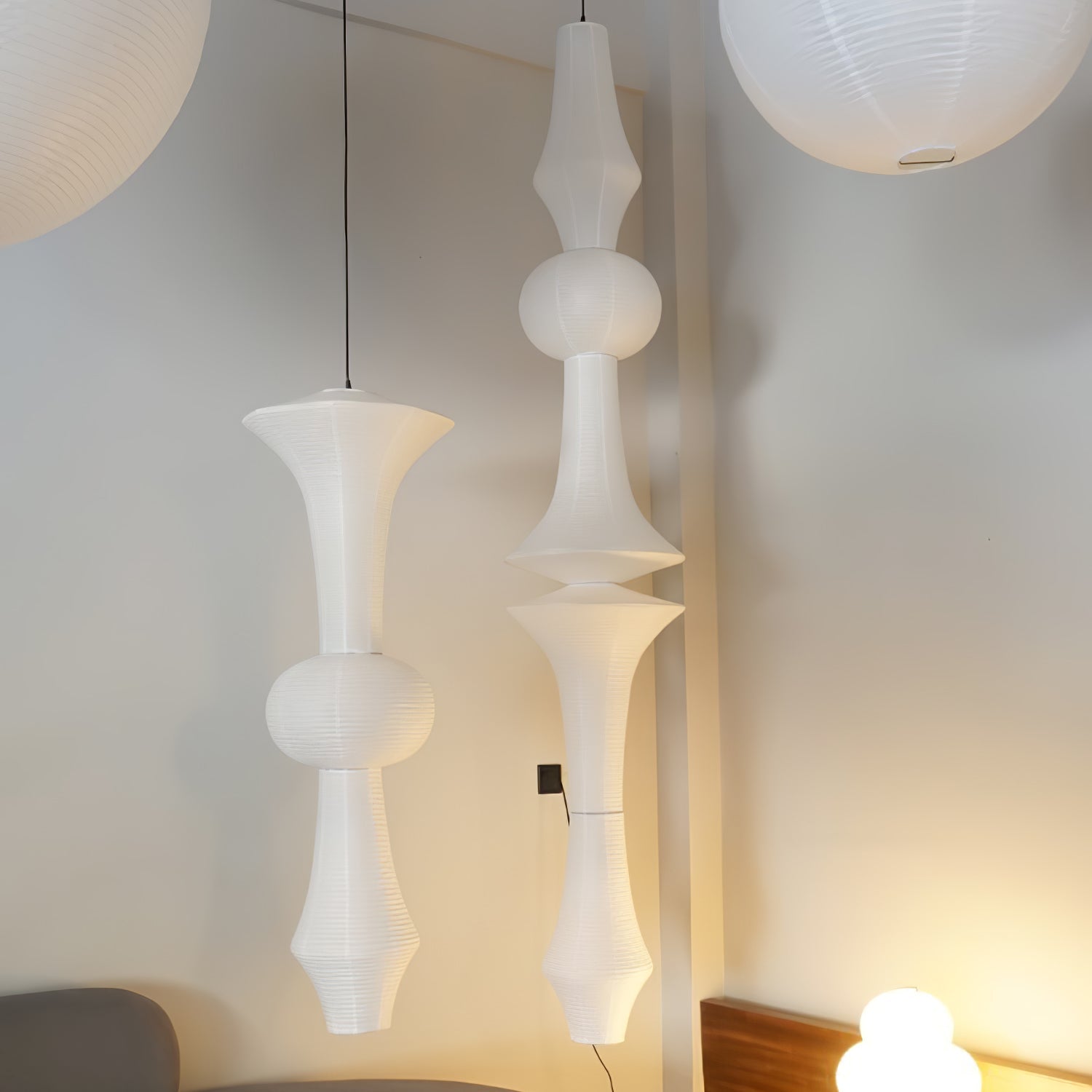 Japanse Hangende Papieren Lamp Zeven Formaten E26/E27 ø33-ø43cm 150-460cm Hoogte Mulberry Washi Moerasschors Translucide Kap Met Handgemaakt Karakter | Sansoti