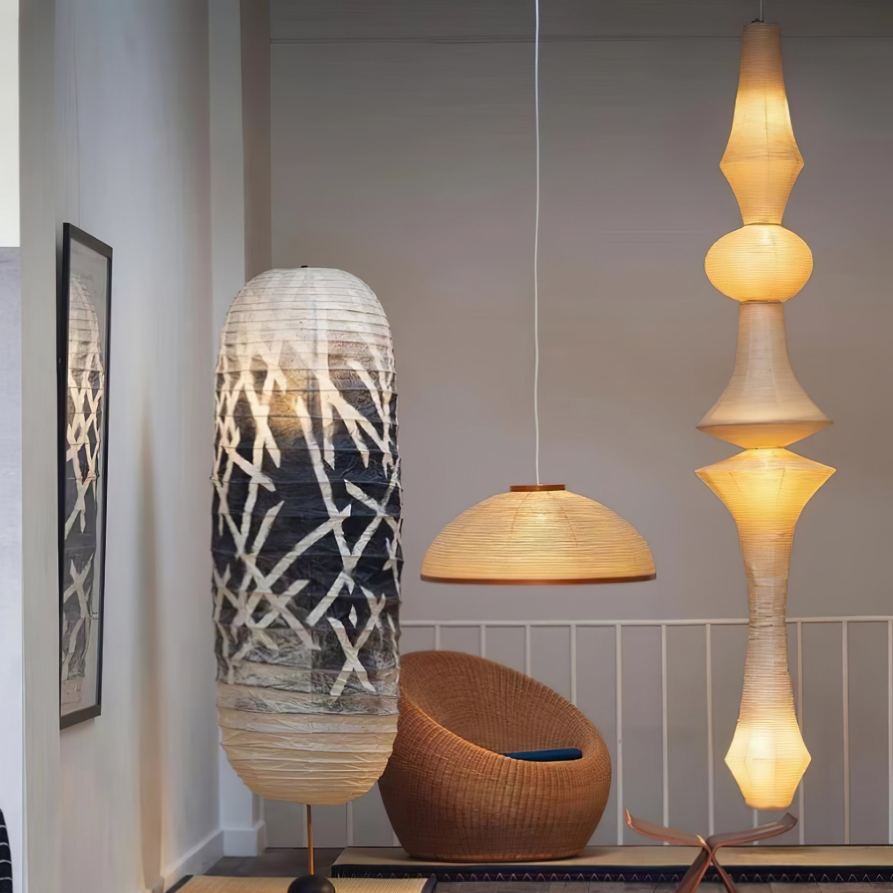 Japanse Hangende Papieren Lamp Zeven Formaten E26/E27 ø33-ø43cm 150-460cm Hoogte Mulberry Washi Moerasschors Translucide Kap Met Handgemaakt Karakter | Sansoti