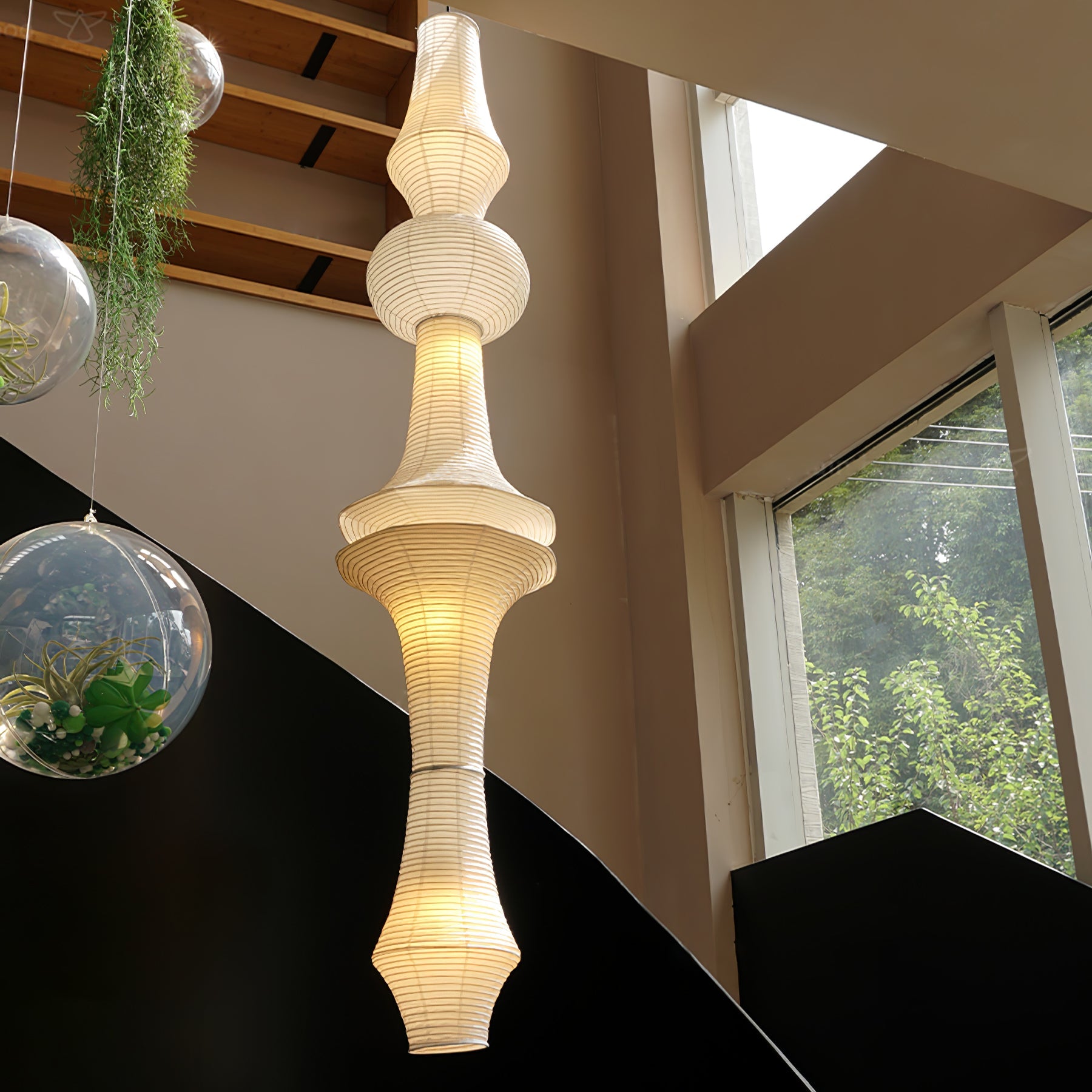 Japanse Hangende Papieren Lamp Zeven Formaten E26/E27 ø33-ø43cm 150-460cm Hoogte Mulberry Washi Moerasschors Translucide Kap Met Handgemaakt Karakter | Sansoti